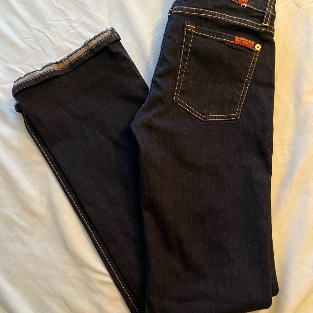 7 For All Mankind Dark Indigo Skinny Bootcut Jeans